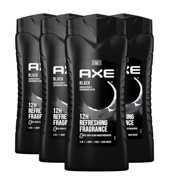 4 Stück AXE 3-in-1 Duschgel & Shampoo Black XL