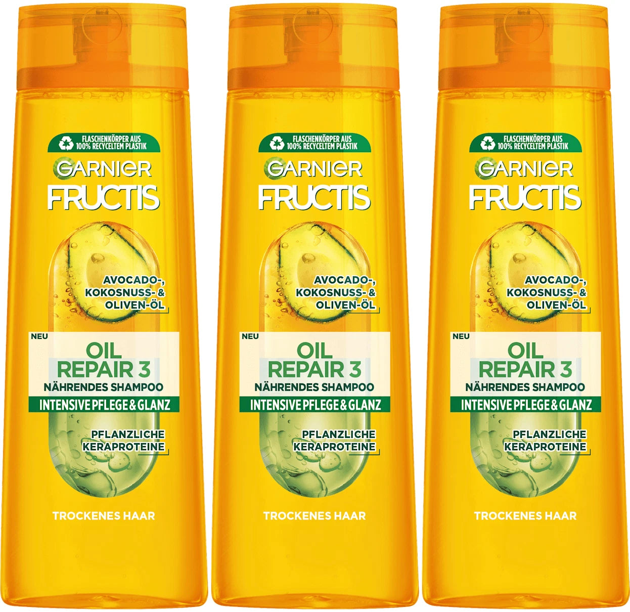 3 Stück GARNIER FRUCTIS Oil Repair Shampoo für trockenes und strapaziertes Haar