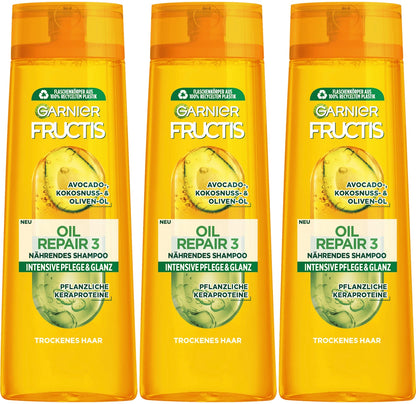 3 Stück GARNIER FRUCTIS Oil Repair Shampoo für trockenes und strapaziertes Haar