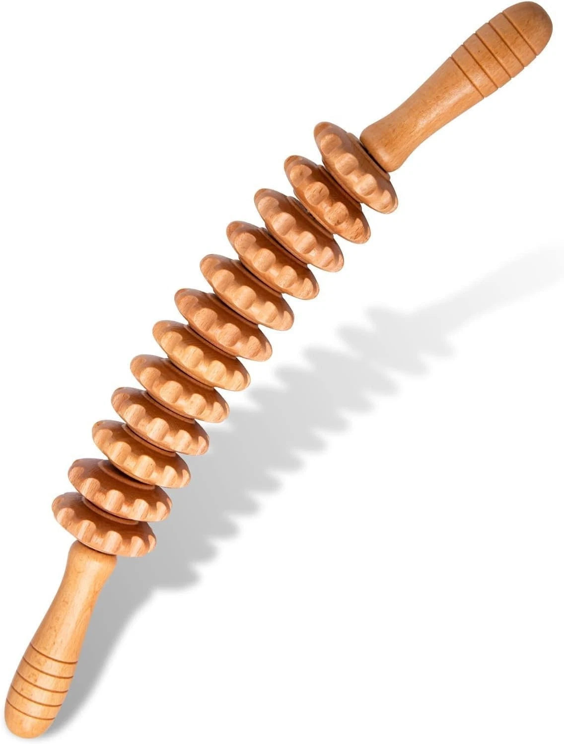 Ergonomischer Holz Massageroller mit 9 Rollen