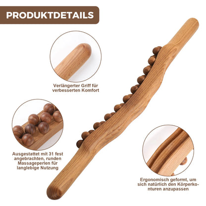 Holz Massage Stab mit Rollen – Ganzkörper Entspannung & Selbstmassage